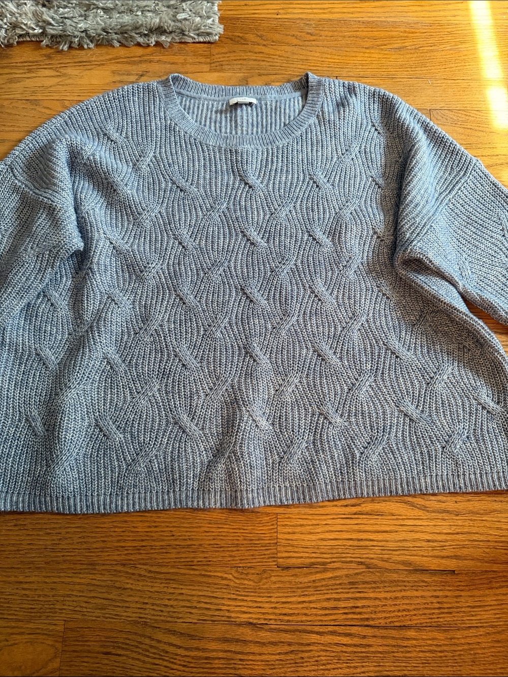 J. Jill Light Blue Cable Knit Crewneck Sweater